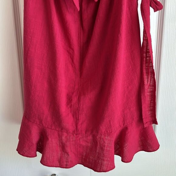 SHEIN 100% Cotton Red Wrap Backless Dress XL - Picture 11 of 14